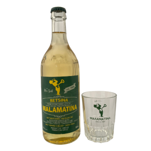 Malamatina retsina mit Glas