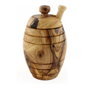 Olivenholz - Honigglas mit Löffel klein - 8 cm