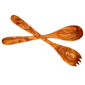 Olivenholz - Salat Set mit kleinen Zähnen - 25 cm