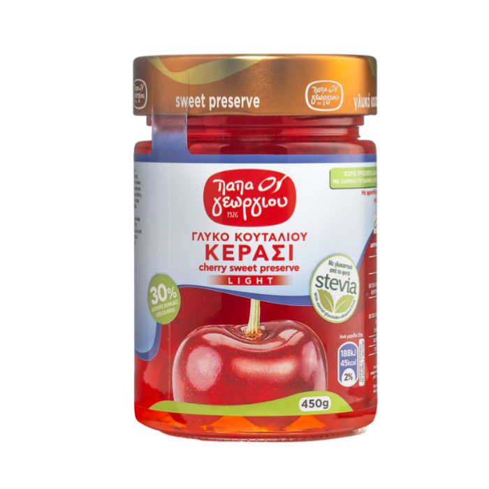 Papageorgiou Glyko Koutaliou Stevia-Kirsche, 450 g Papageorgiou Glyko Koutaliou Stevia-Kirsche, 450 g